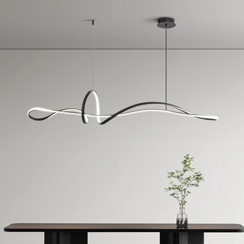 Светодиодная люстра Современный креативный островной подвесной светильник для столовой, кофейня в скандинавском стиле, длинная подвесная лампа для офиса, освещение бара
