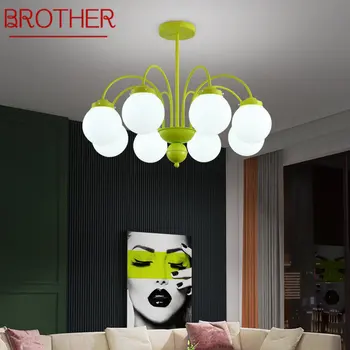 Современная люстра BROTHER, подвесные светильники из зеленого стекла, креативный дизайн для дома, гостиной, спальни